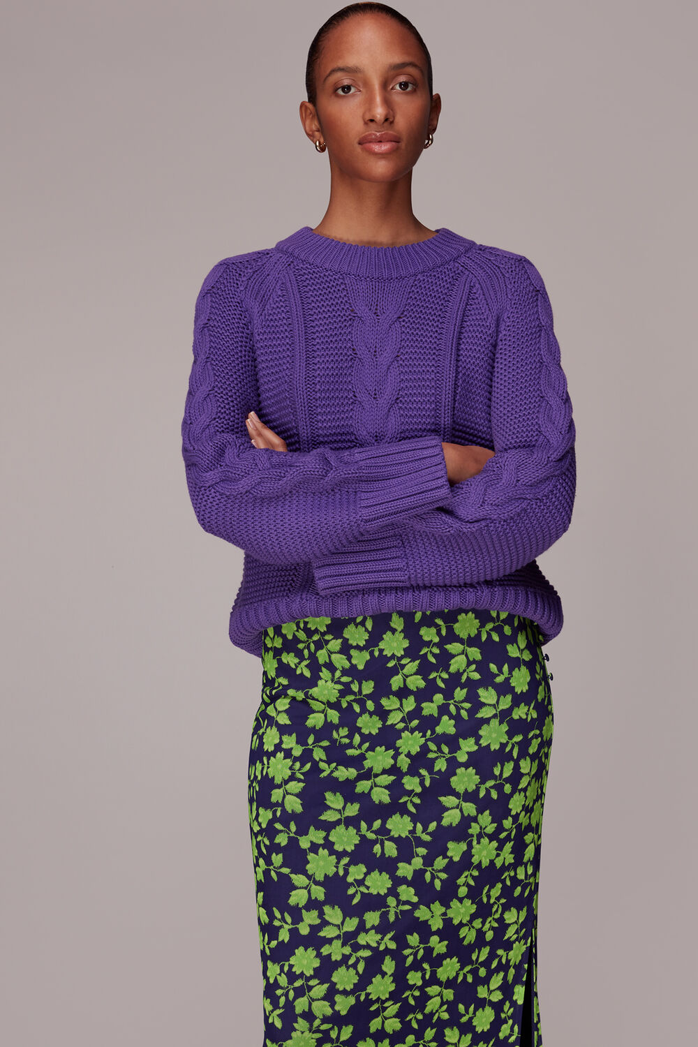Linear Floral Bias Mesh Skirt